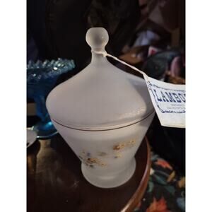 Vintage Daizell Viking Blown Crystal Handmade With Wild Flowers Motif New...